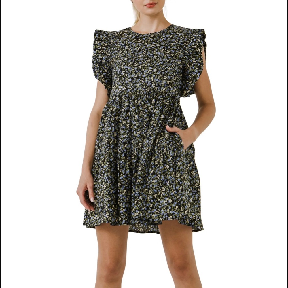 English Factory Floral Print Cotton Minidress Size XS